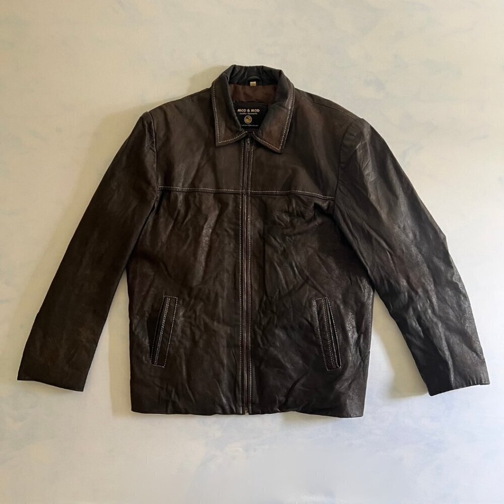 Mod & Mod Brown Leather Car Coat